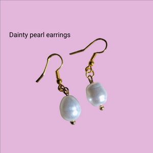 Elegant Gold and White Pearl Drop Earrings